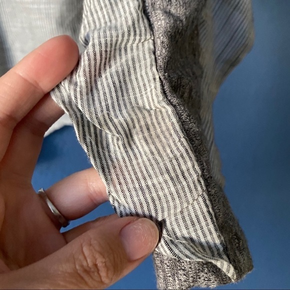 Skies Are Blue Gray Ruffle Sleeve Mixed Print Top - Picture 7 of 7